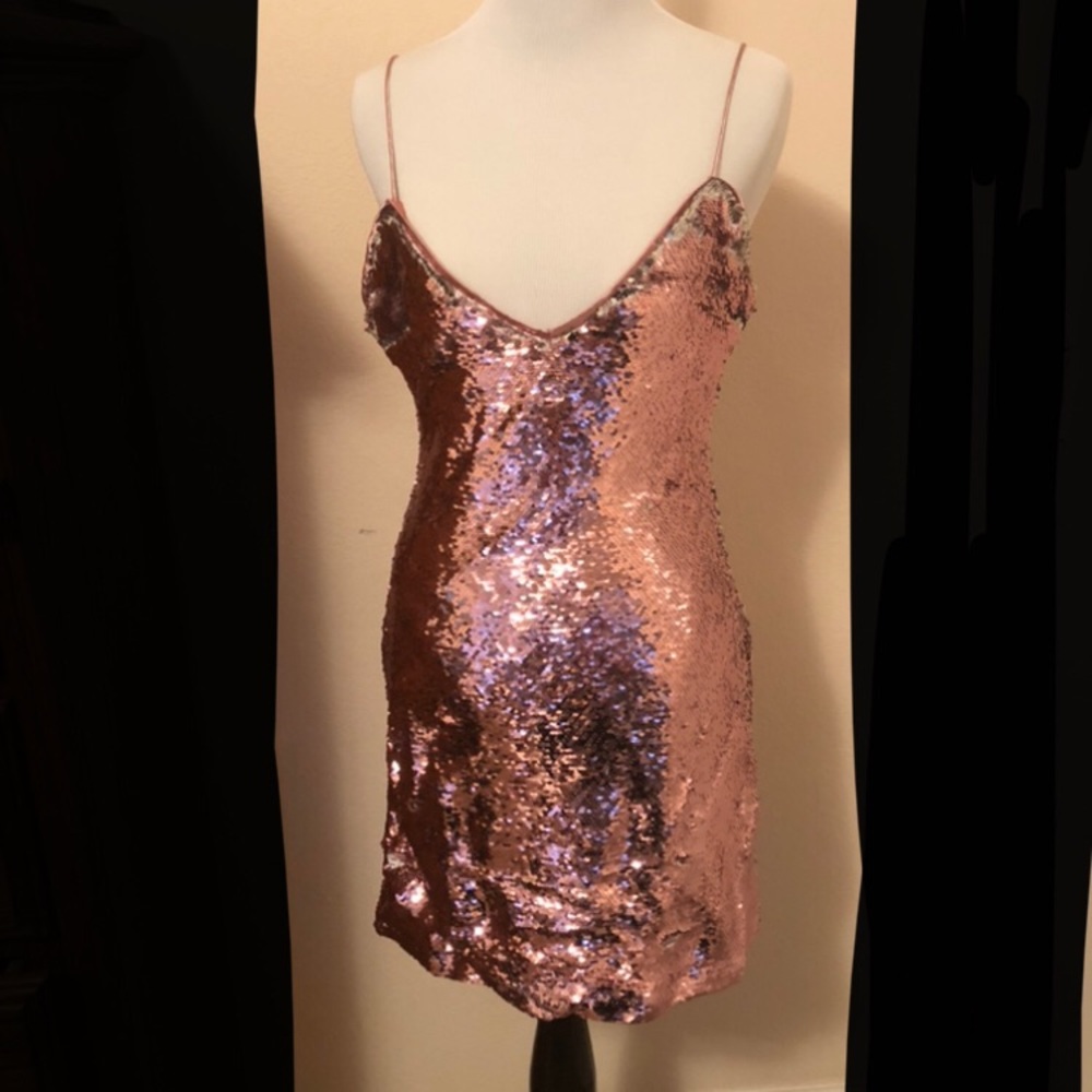 Honey Punch Cocktail Dress in Pink Sequins